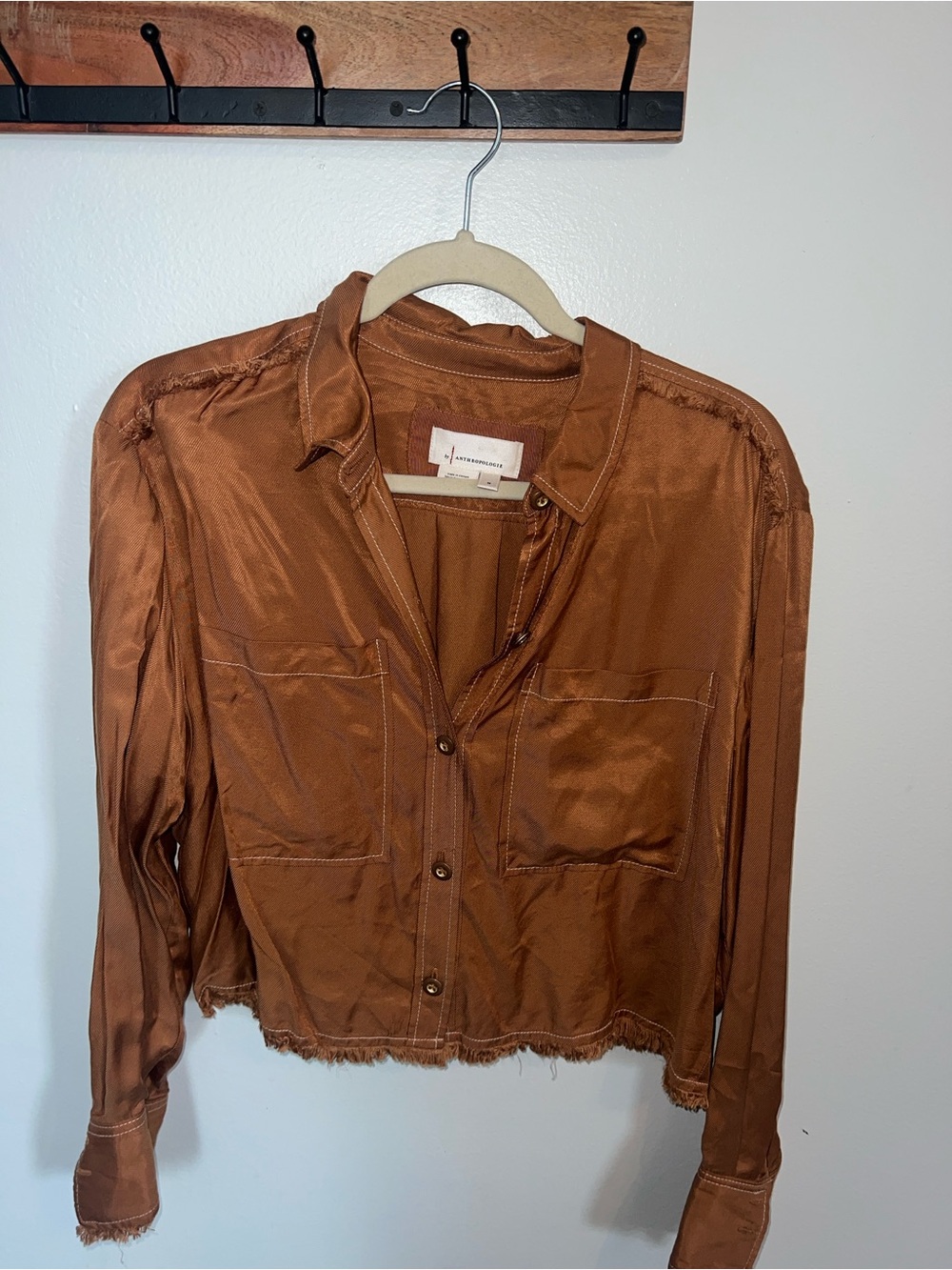 Anthropolpgie Cognac Button-Up Shirt Jacket